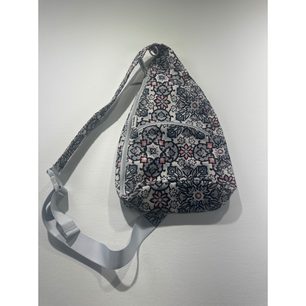 Vera Bradley Mini Sling Backpack Gray Pink Floral Medallion Crossbody 26341-V76
